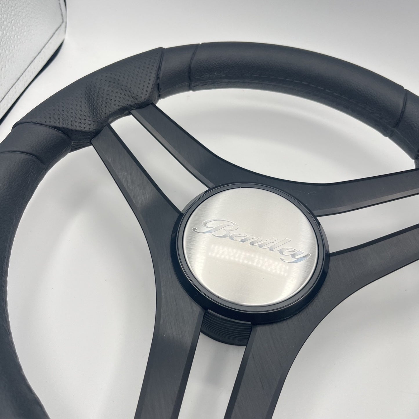 Molinara Marine Steering Wheel Black Brushed Alum Spokes | Bentley Boats