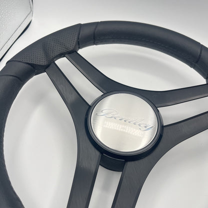 Molinara Marine Steering Wheel Black Brushed Alum Spokes | Bentley Boats