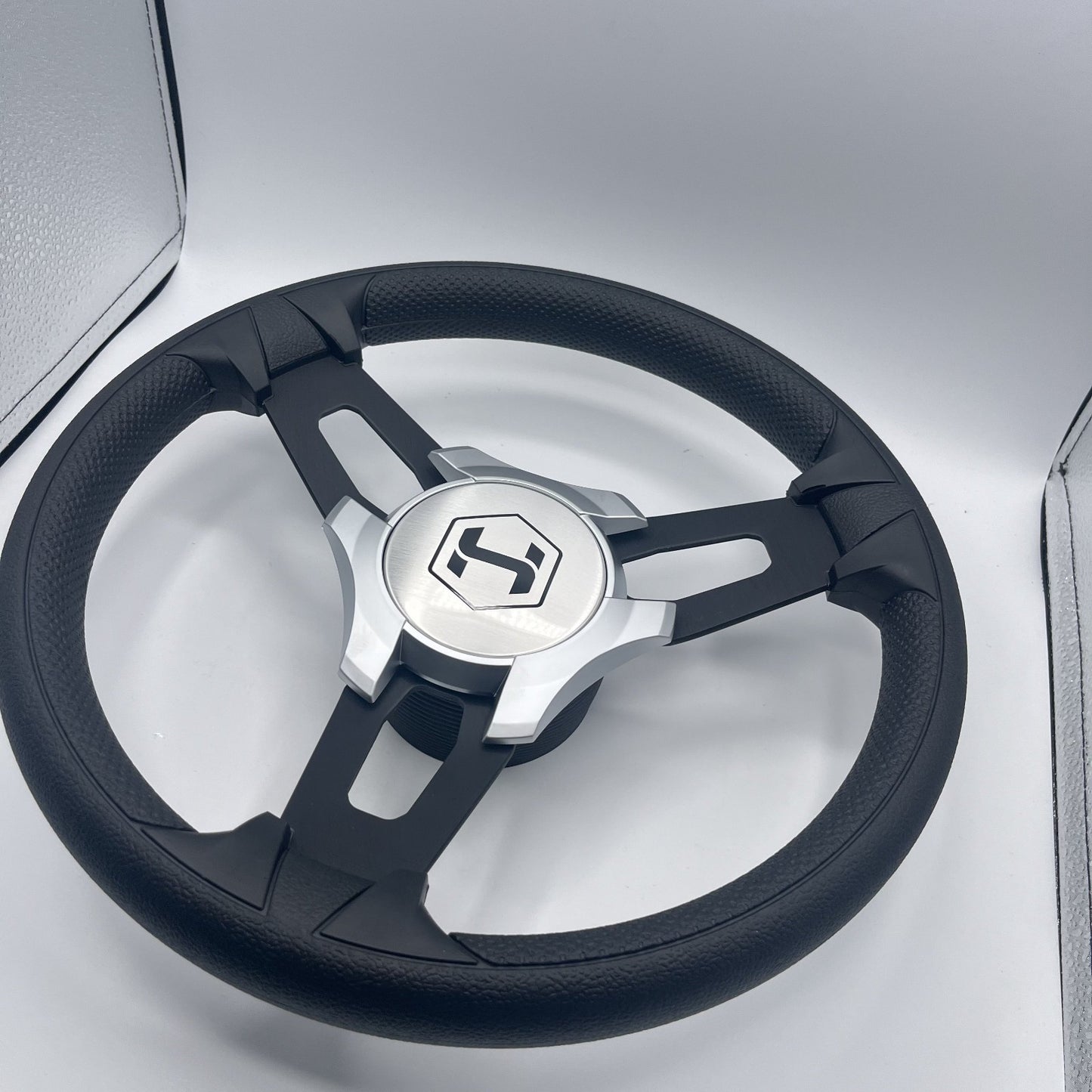 Gussi Italia Boat Model 15 Steering Wheel Black Brushed Alum Spokes | Sil Harris