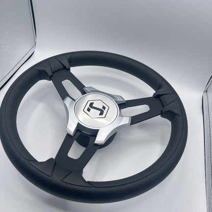 Gussi Italia Boat Model 15 Steering Wheel Black Brushed Alum Spokes | Sil Harris