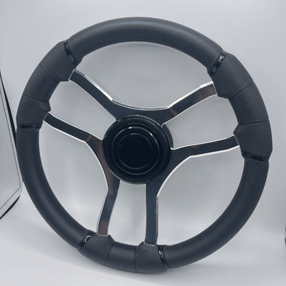 Malera Boat Steering Wheel Chrome Spokes | Blank Black Star