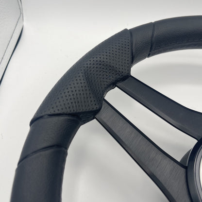 Molinara Marine Steering Wheel Black Brushed Alum Spokes | Plain Brushed