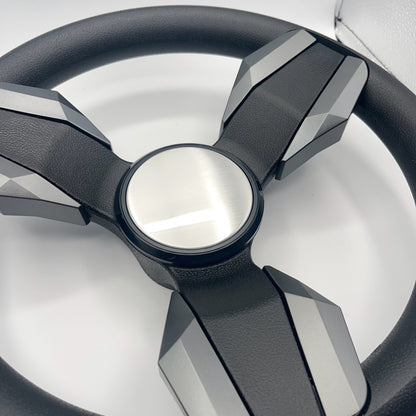 Collina Boat Steering Wheel Dark Gray Inserts - Blank Dome - Keyed ONLY
