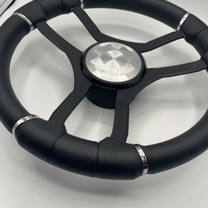 Malera Boat Steering Wheel Black Aluminum Spokes | Stingray