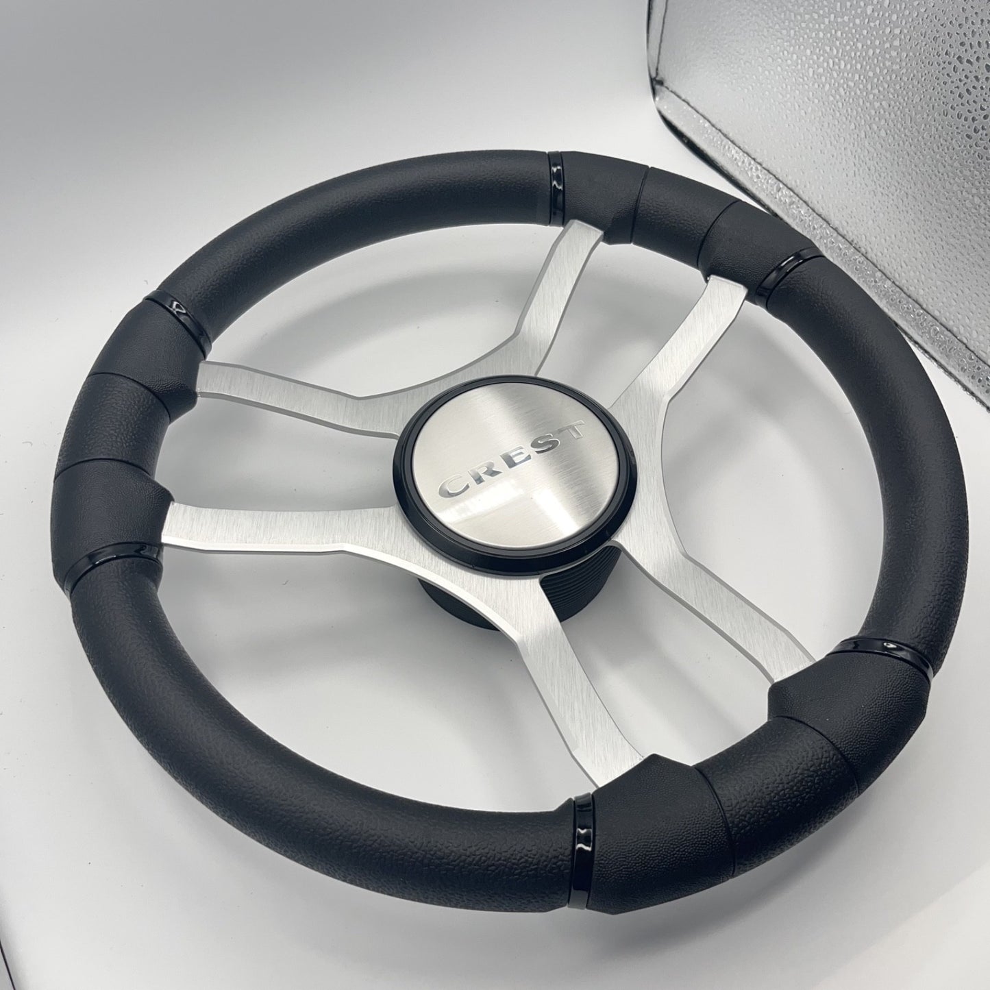 Malera Boat Steering Wheel Brushed Aluminum Spokes | Crest Boats