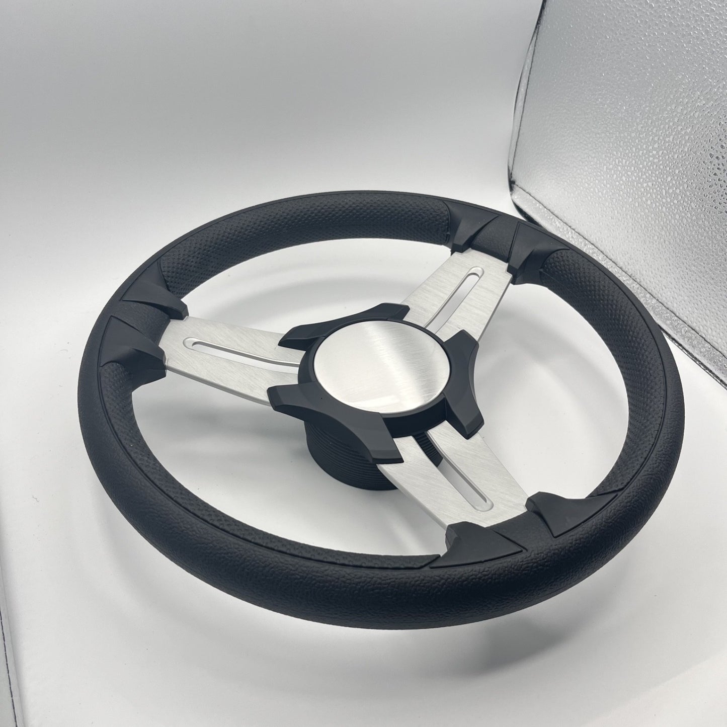 Model 15 Marine Steering Wheel Brush Alum Spokes | Black Blank