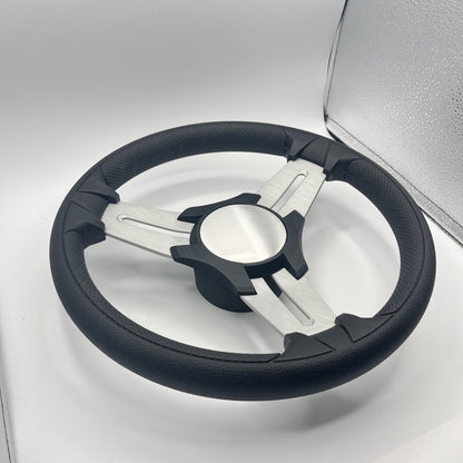 Model 15 Marine Steering Wheel Brush Alum Spokes | Black Blank
