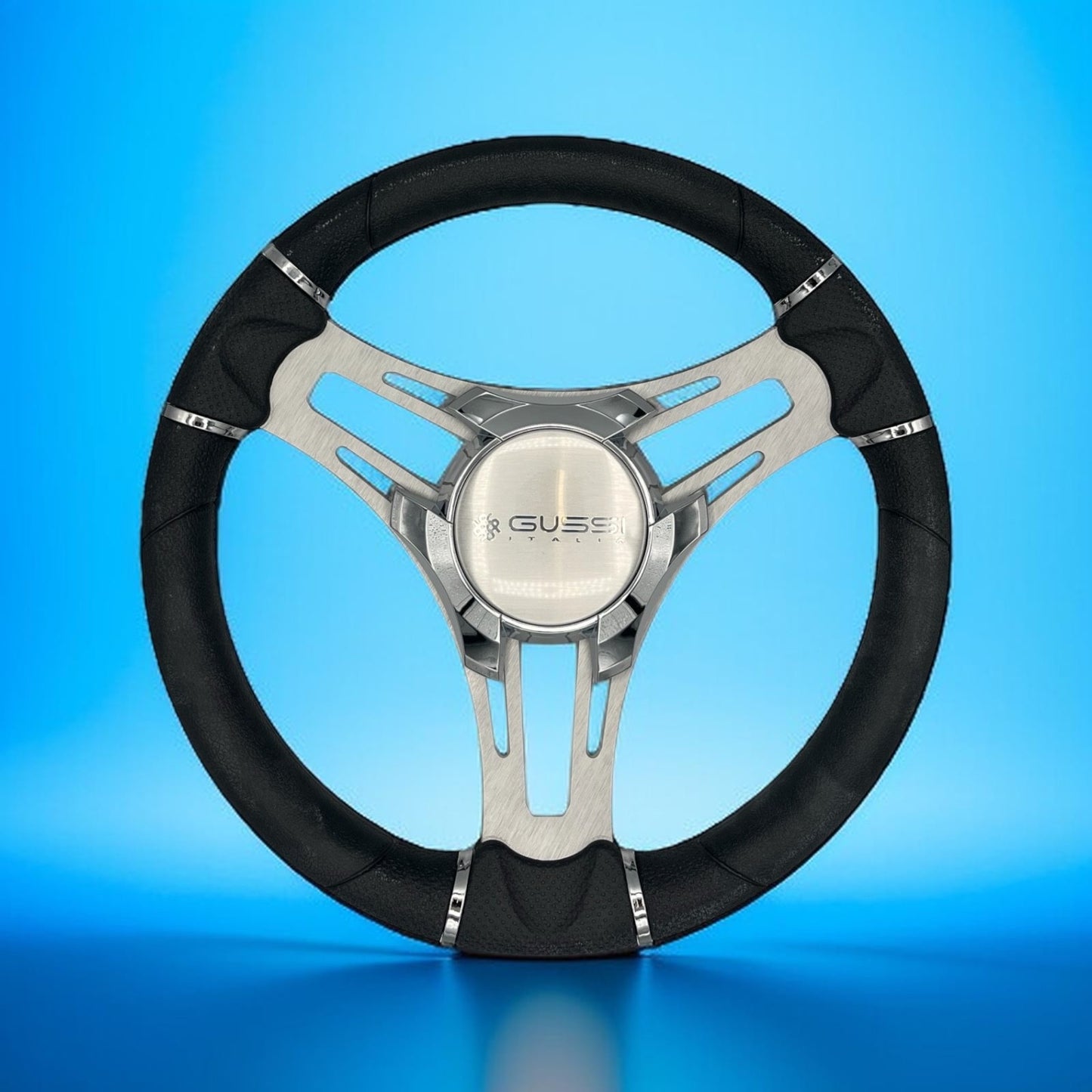 Verona Boat Steering Wheel Gray Brushed Aluminum Spokes | Gussi Italia