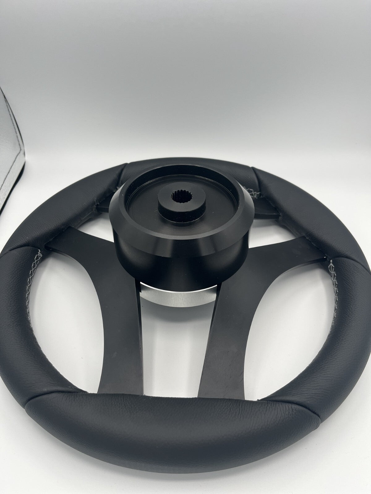 Durello Marine Steering Wheel, Black Leather Rim