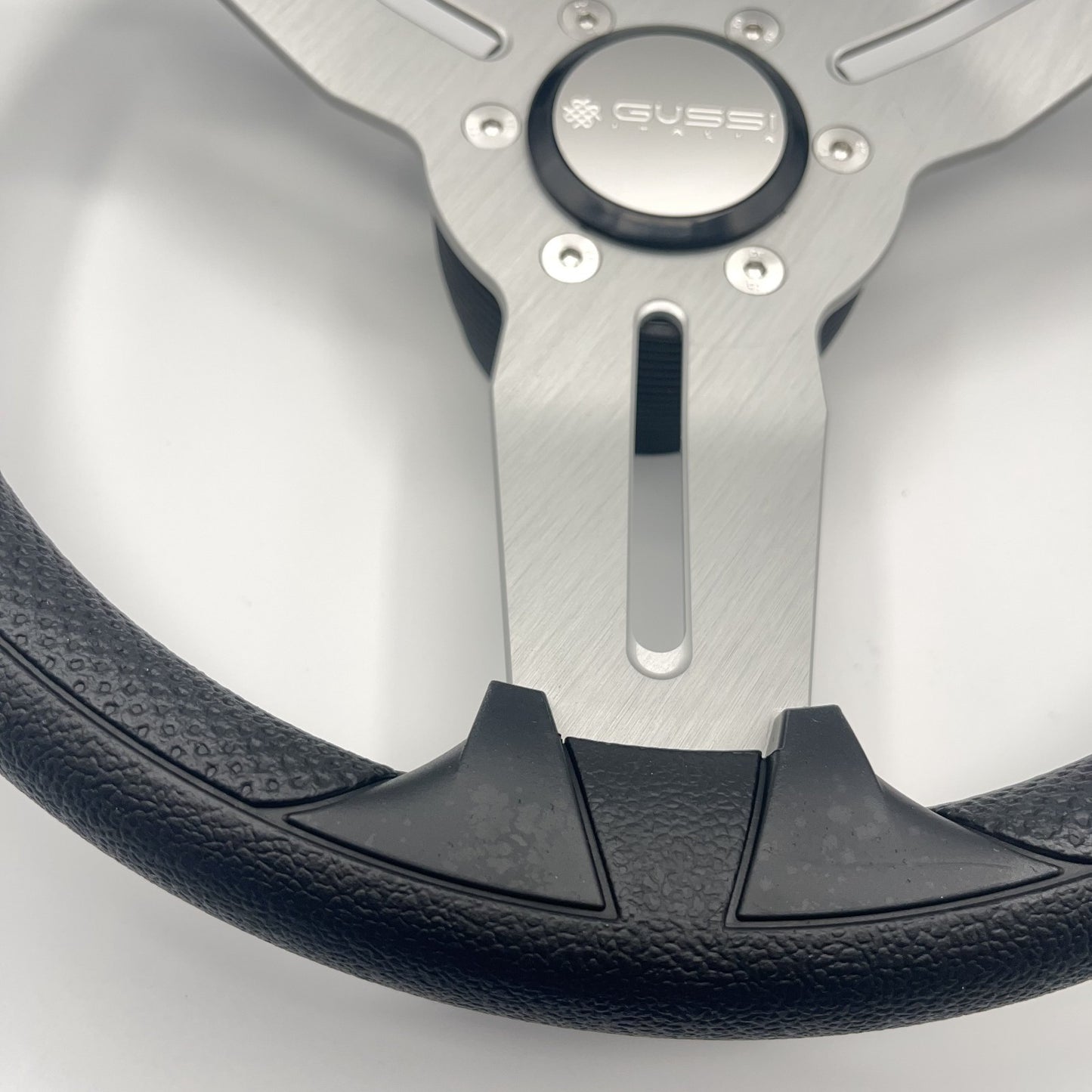 Model 15 Marine Steering Wheel Brushed Aluminum Spokes | Gussi Logo