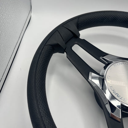 Gussi Italia Marine Steering Wheel Black Brush Metal Spokes | Starcraft
