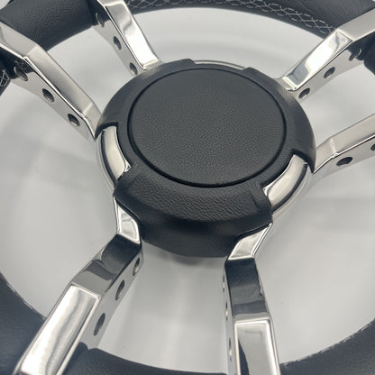 Gussi Italia Boat Steering Wheel Black Stainless Steel Spokes | Gussi Italia