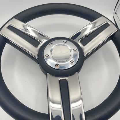 Gussi Italia Marine Steering Wheel Stainless Spoke Soft Touch Rim | Blue Wave