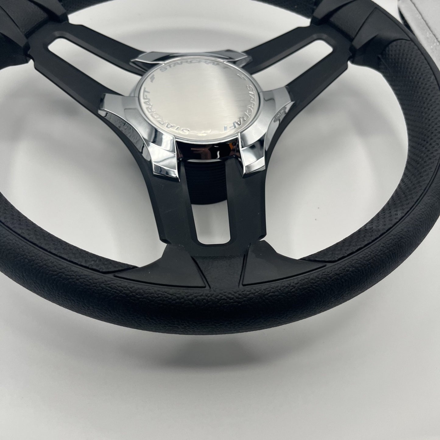 Gussi Italia Marine Steering Wheel Black Brush Metal Spokes | Starcraft