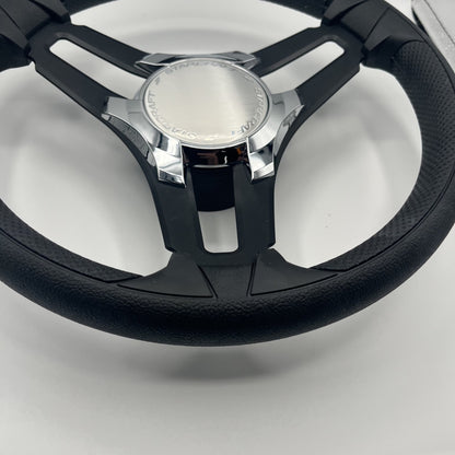 Gussi Italia Marine Steering Wheel Black Brush Metal Spokes | Starcraft
