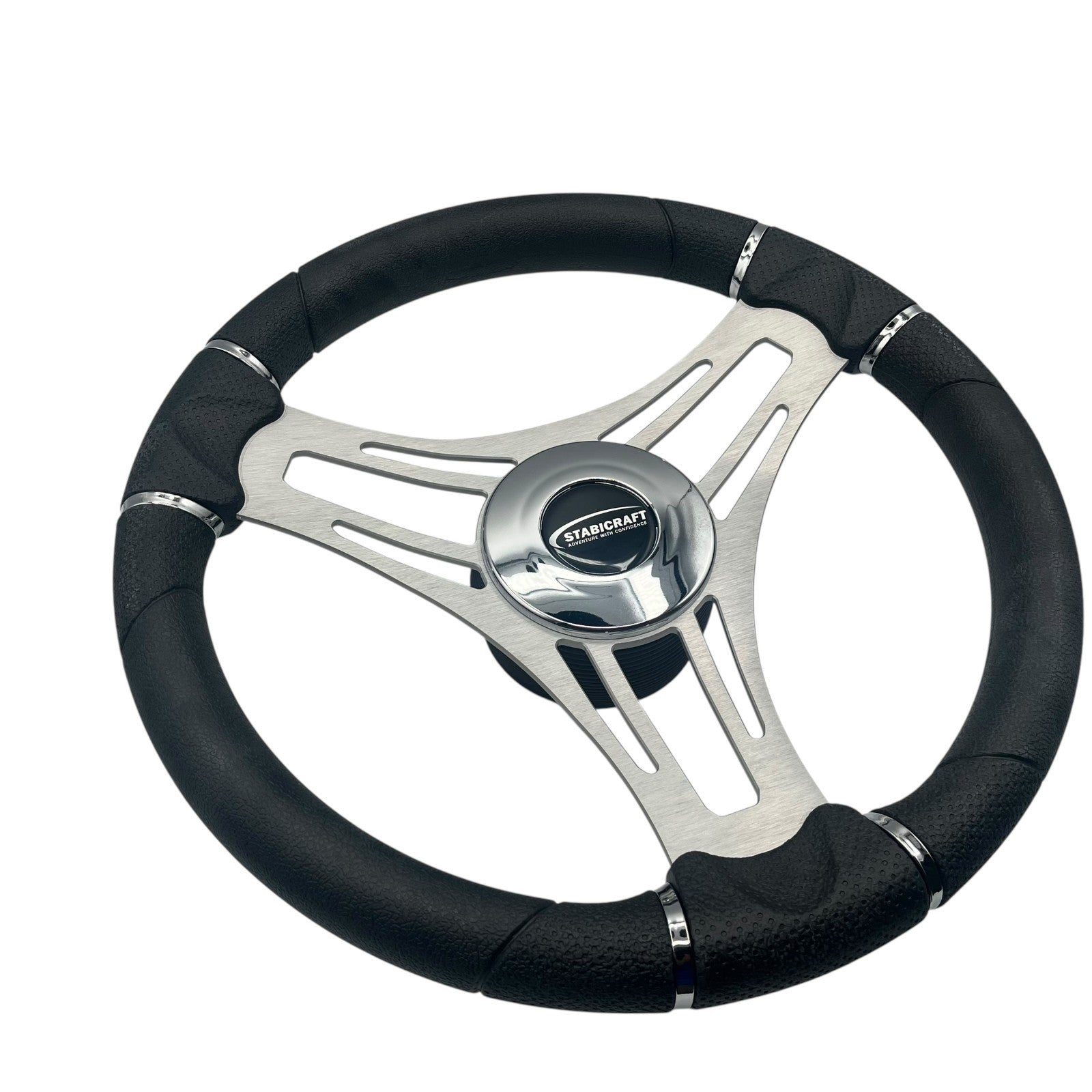 Verona Boat Steering Wheel Gray Brushed Aluminum Spokes | Stabicraft