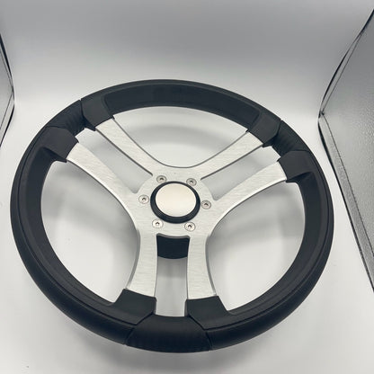 Benaco Boat Steering Wheel Brushed Aluminum Spokes | Blank Snap-in
