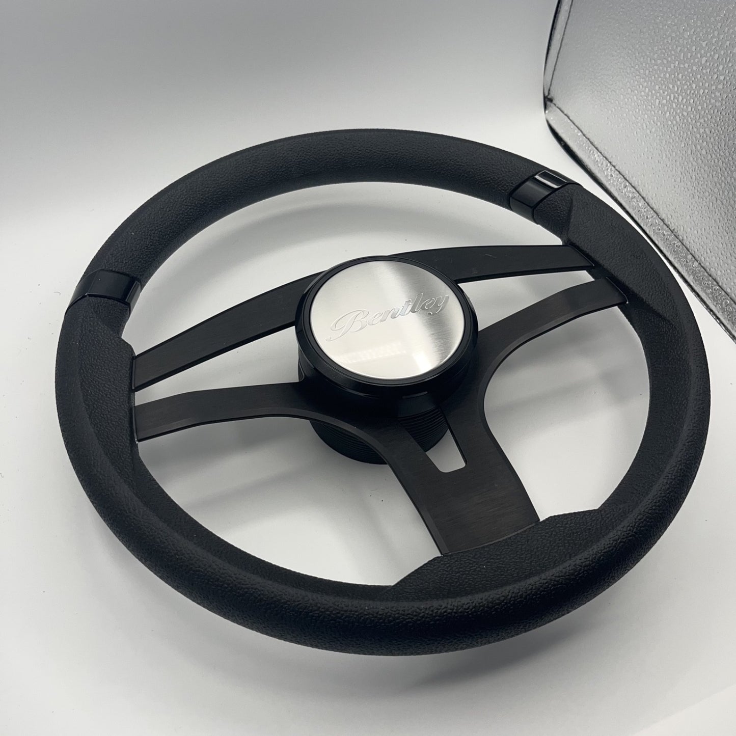 Badia Boat Steering Wheel Brushed Black Aluminum Spokes | Bentley