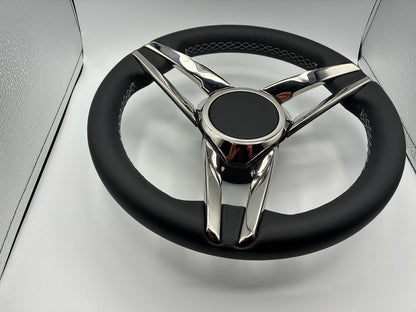Caneva Boat Steering Wheel Stainless Steel Spoke Leather Rim | Plain