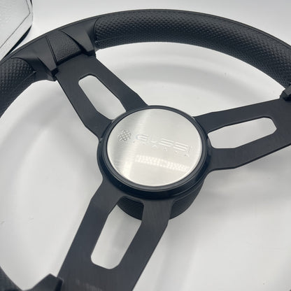 Gussi Italia Model 15 Steering Wheel Blk Brushed Alum Spokes | Gussi Logo