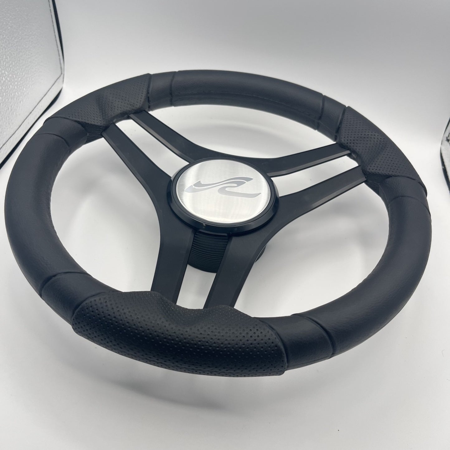 Molinara Marine Steering Wheel Black Brushed Alum Spokes | SeaRay Boats