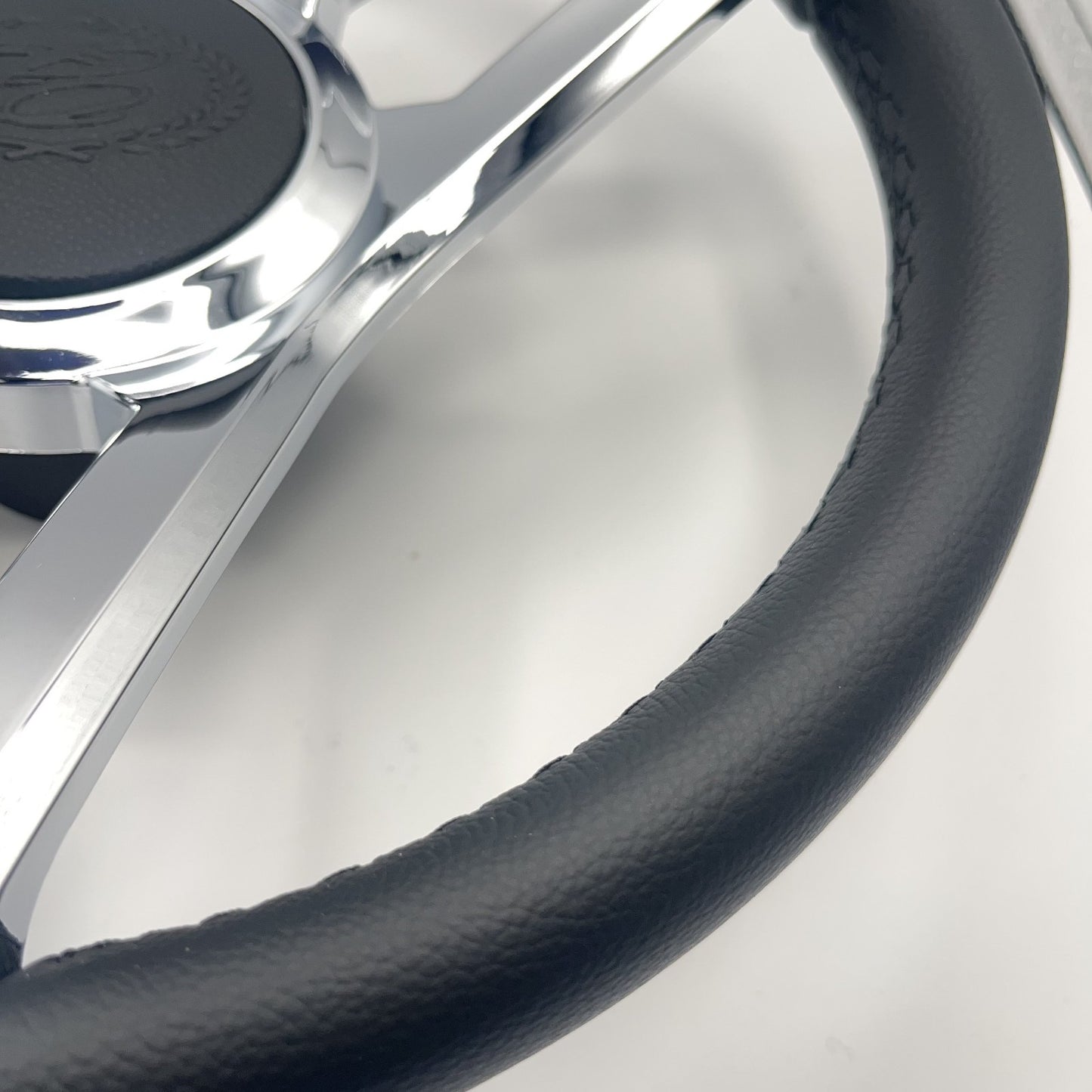 Cobalt Boat Steering Wheel Plastic Spoke Leather Stitched Rim | Cobalt Logo
