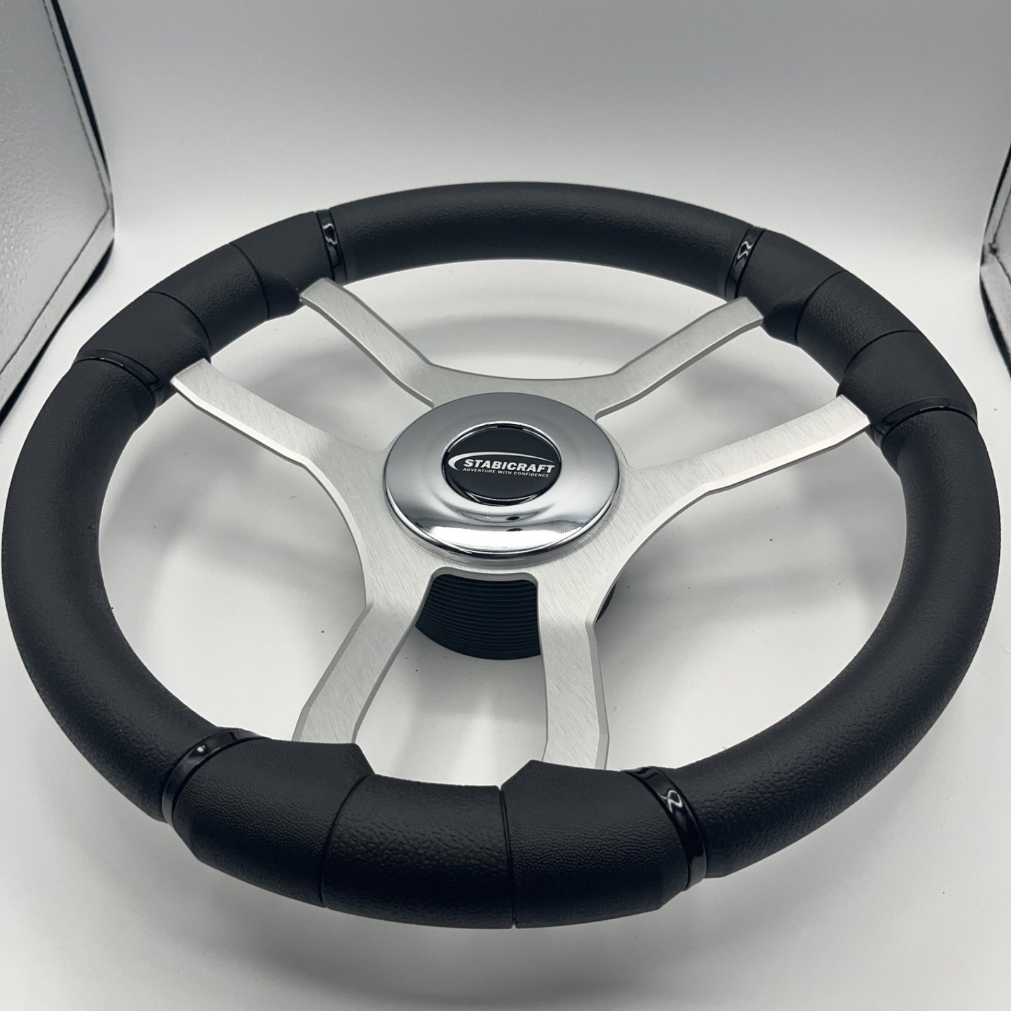 Malera Boat Steering Wheel Brushed Aluminum Spokes | Stabicraft