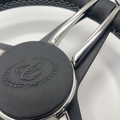 Cobalt Boat Steering Wheel Stainless Steel Spoke Leather Rim | Cobalt Boats Logo