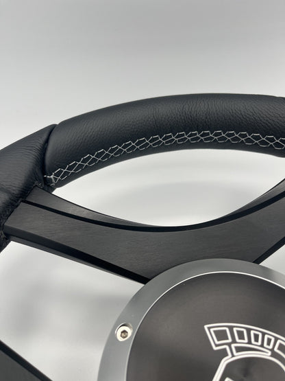 Durello Marine Steering Wheel, Black Leather Rim