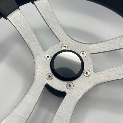 Benaco Boat Steering Wheel Brushed Aluminum Spokes | Blank Snap-in