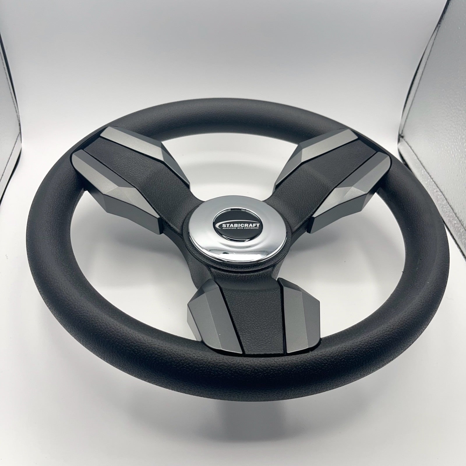 Collina Boat Steering Wheel Dark Gray Inserts - Stabicraft - Keyed ONLY