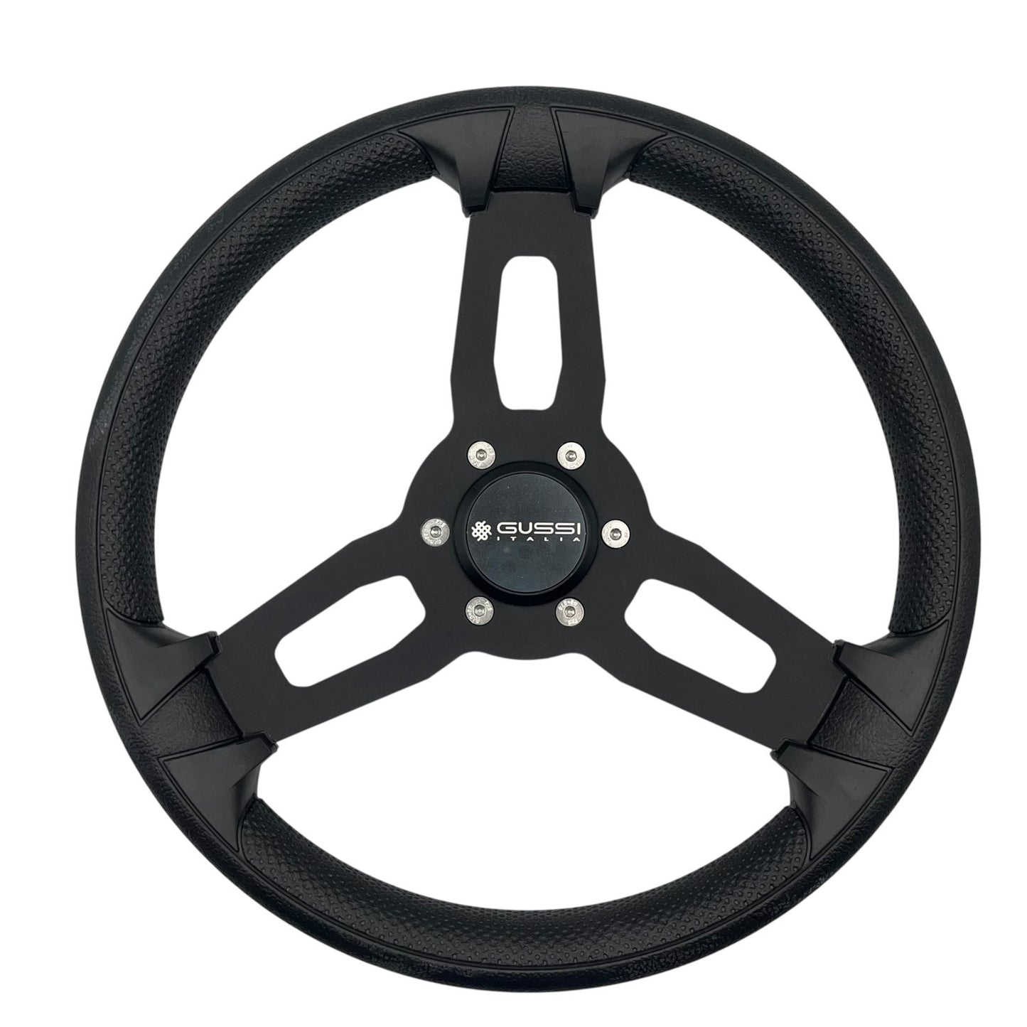 Model 15 Marine Steering Wheel Black Brushed Aluminum Spokes | Gussi Italia