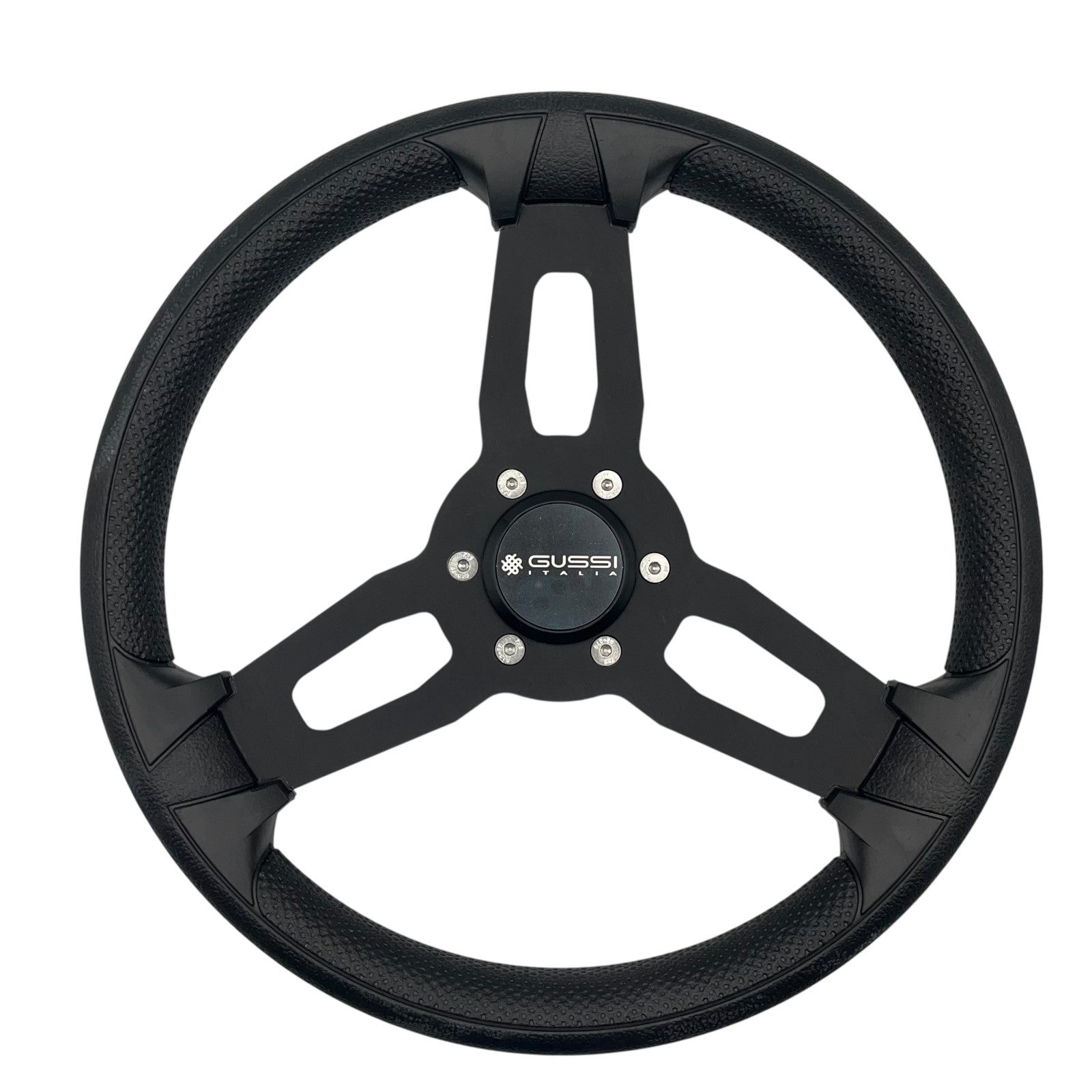 Model 15 Marine Steering Wheel Black Brushed Aluminum Spokes | Gussi Italia