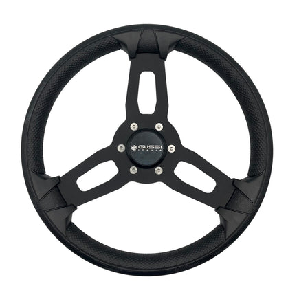 Model 15 Marine Steering Wheel Black Brushed Aluminum Spokes | Gussi Italia