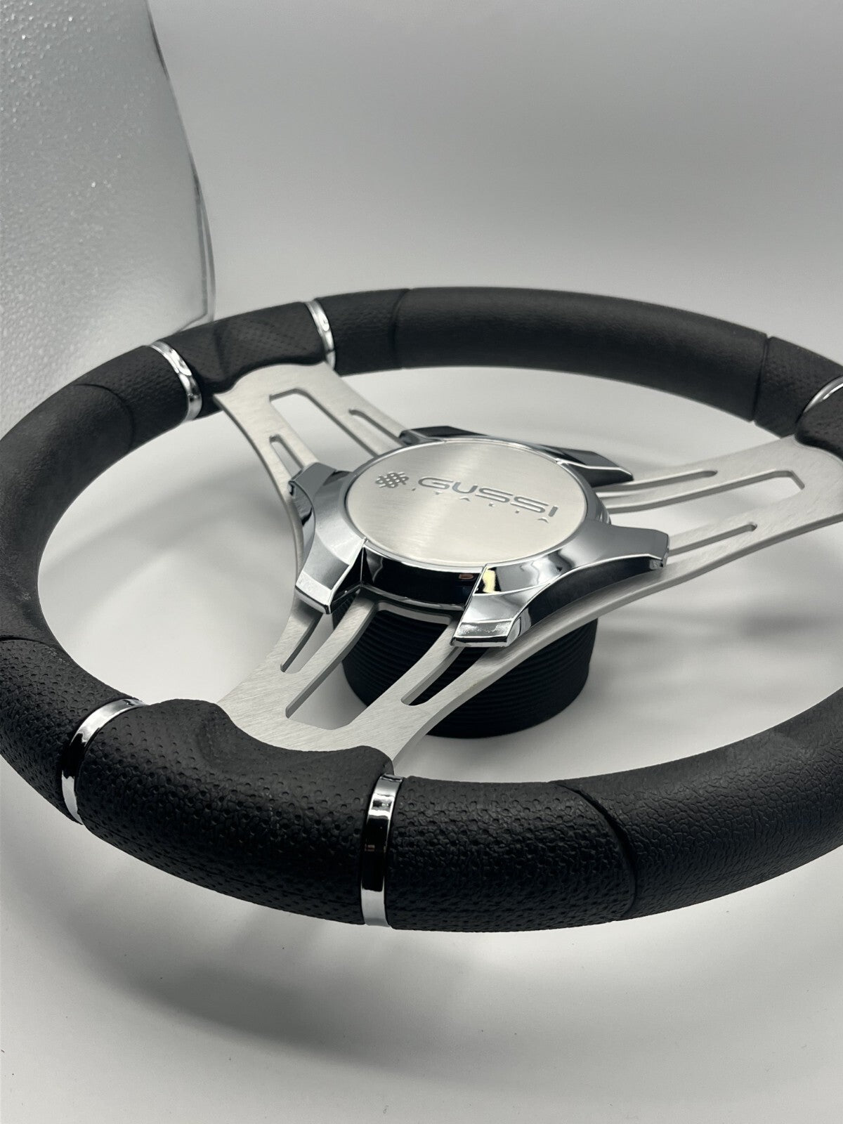Verona Boat Steering Wheel Gray Brushed Aluminum Spokes | Gussi Italia