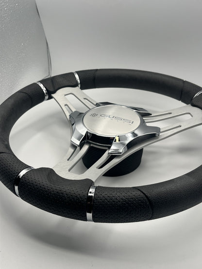 Verona Boat Steering Wheel Gray Brushed Aluminum Spokes | Gussi Italia