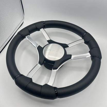 Malera Boat Steering Wheel Chrome Spokes | Black Crest Star