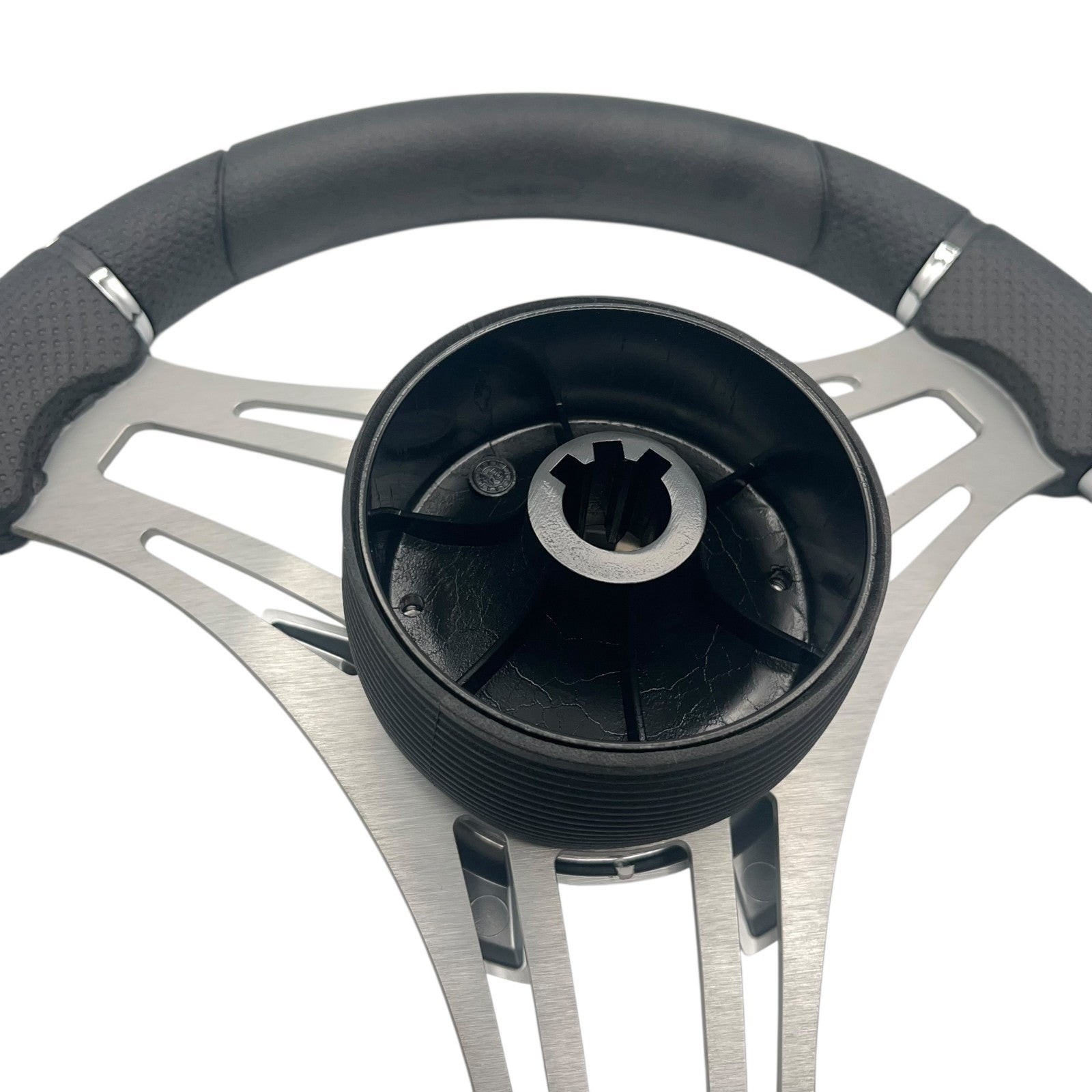 Verona Boat Steering Wheel Gray Brushed Aluminum Spokes KEYED or SPLINED HUB