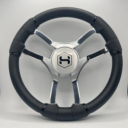 Malera Boat Steering Wheel Chrome Spokes | Harris Kayot Gray Star