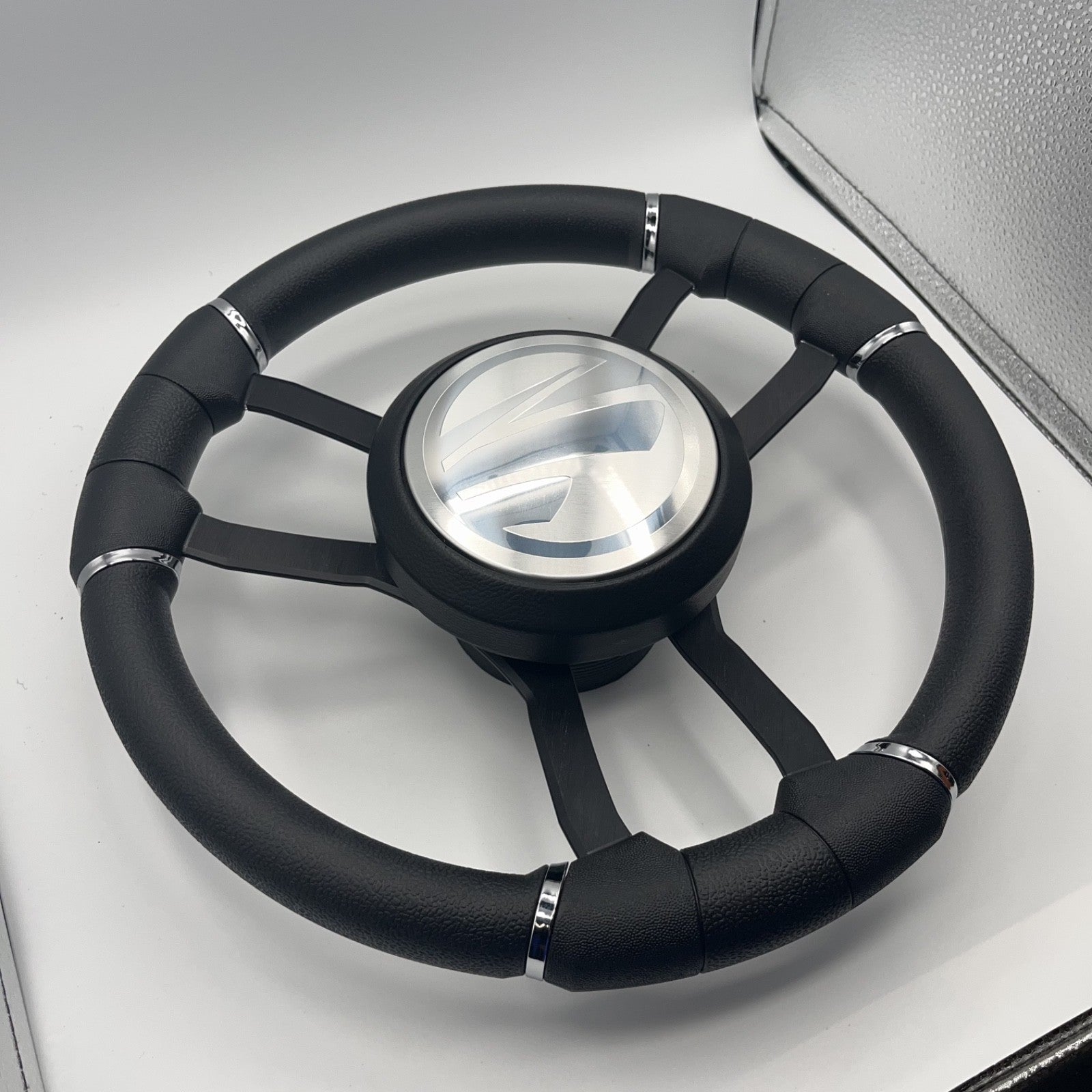 Malera Boat Steering Wheel Black Aluminum Spokes - Tige Boats