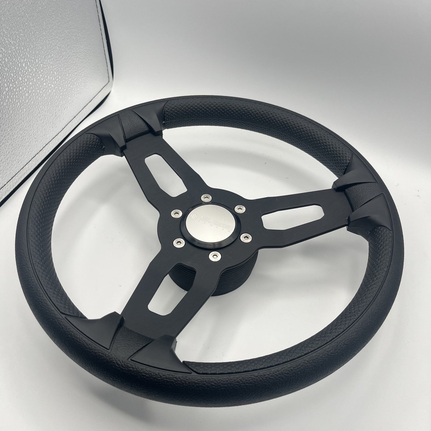 Gussi Italia Model 15 Steering Wheel Blk Brushed Alum Spokes | Gussi Stainless