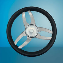 Cabrio Boat Steering Wheel Gray Brushed Alum Spoke | Starburst Center Cap