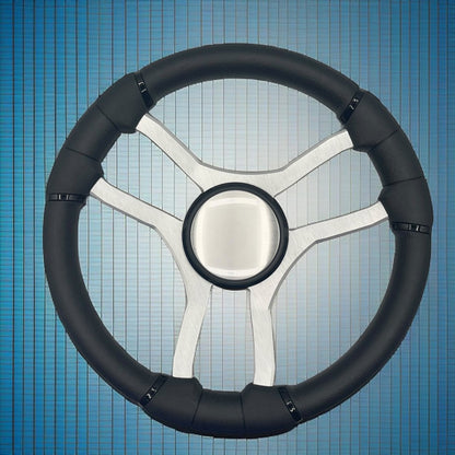 Malera Boat Steering Wheel Brushed Aluminum Spokes - Plain