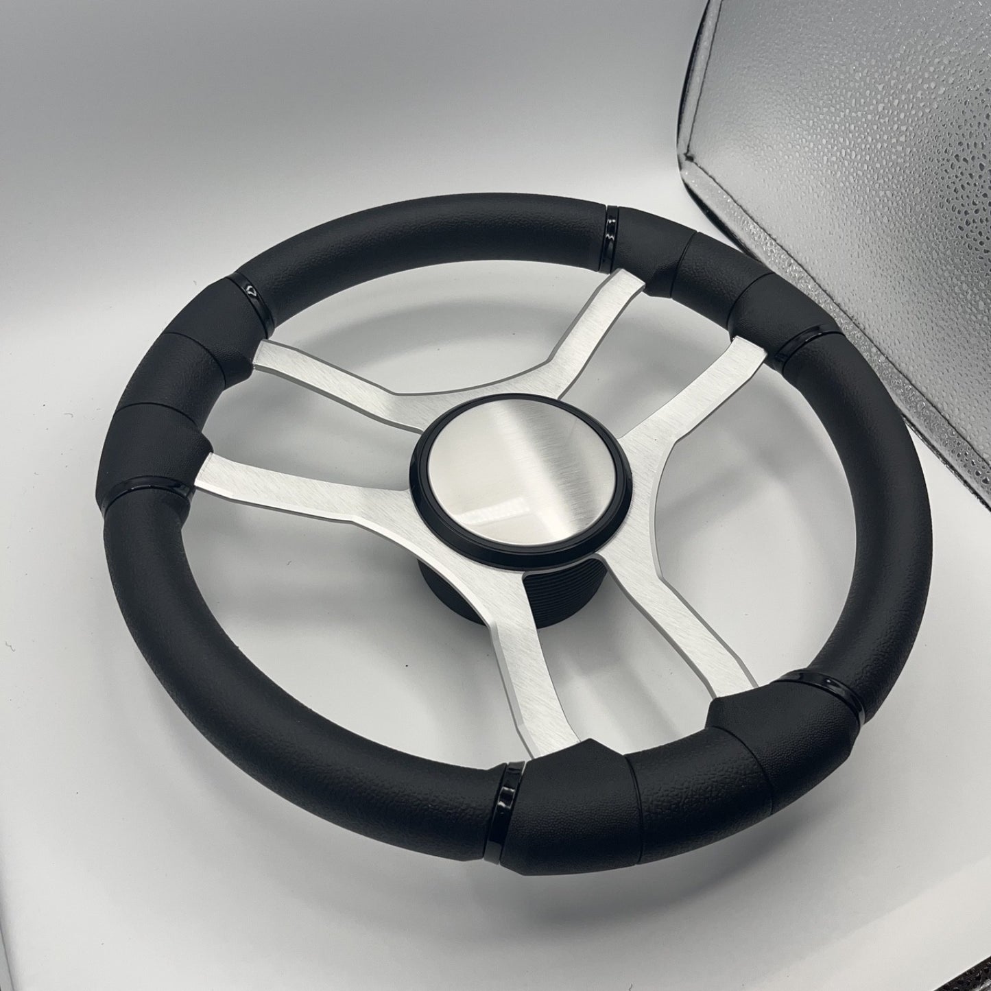 Malera Boat Steering Wheel Brushed Aluminum Spokes - Plain
