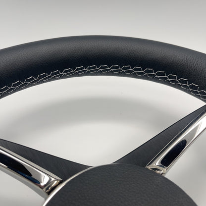 Cobalt Boat Steering Wheel Stainless Steel Spoke Leather Rim | Cobalt Boats Logo