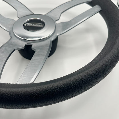 Cabrio Boat Steering Wheel Gray Brushed Alum Spoke | StabiCraft