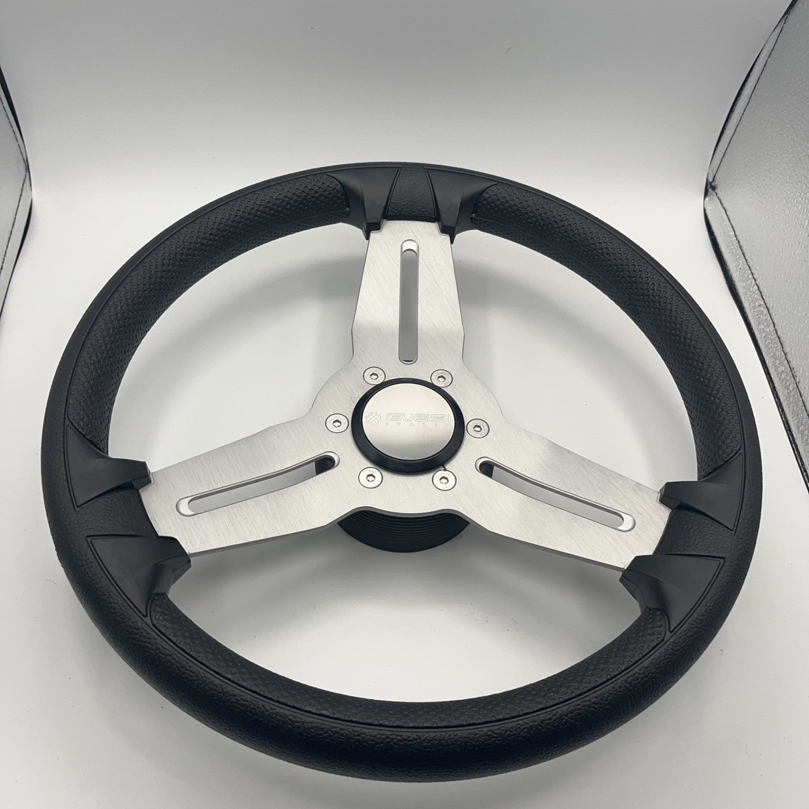 Model 15A Marine Steering Wheel Brushed Alum Spokes | Gussi Italia Cap