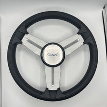 Model 15 Marine Steering Wheel Brush Alum Spokes | Bentley Pontoon Logo