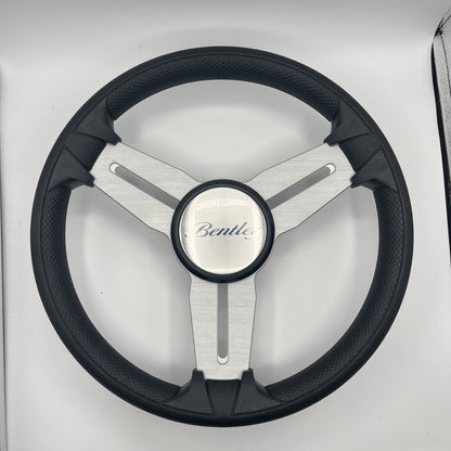 Model 15 Marine Steering Wheel Brush Alum Spokes | Bentley Pontoon Logo