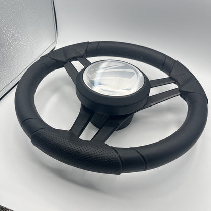 Molinara Marine Steering Wheel Black Brushed Aluminum Spokes | Tige